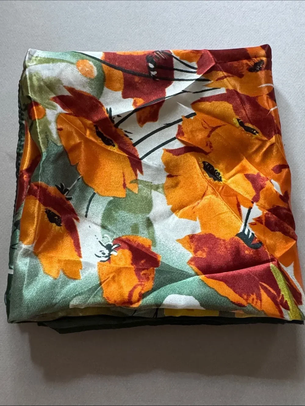 Floral Green and Orange scarf M813